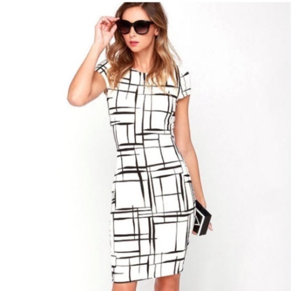 Lulus Bodycon Black and White Dress